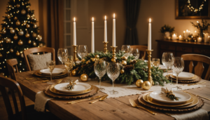 découvrez des idées élégantes pour une table de fêtes en bois et doré, parfaite pour un réveillon lumineux et raffiné qui émerveillera vos invités.