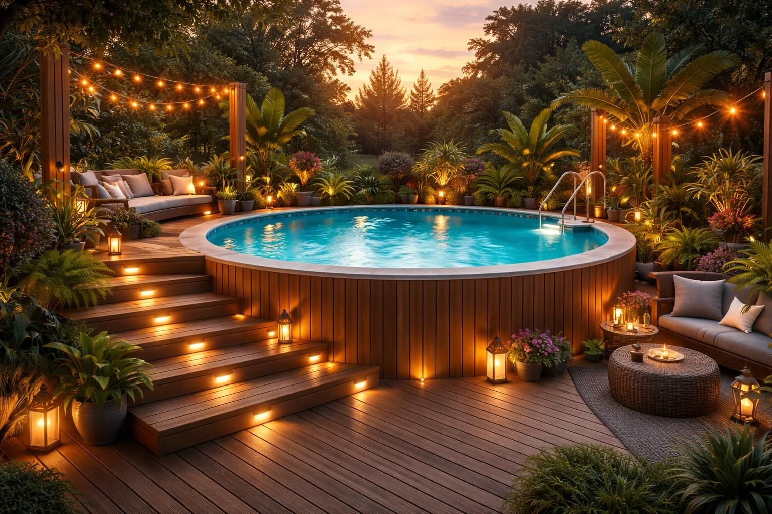 discover creative diy ideas to transform your above-ground pool area with stunning landscaping tips and designs that enhance beauty and functionality.