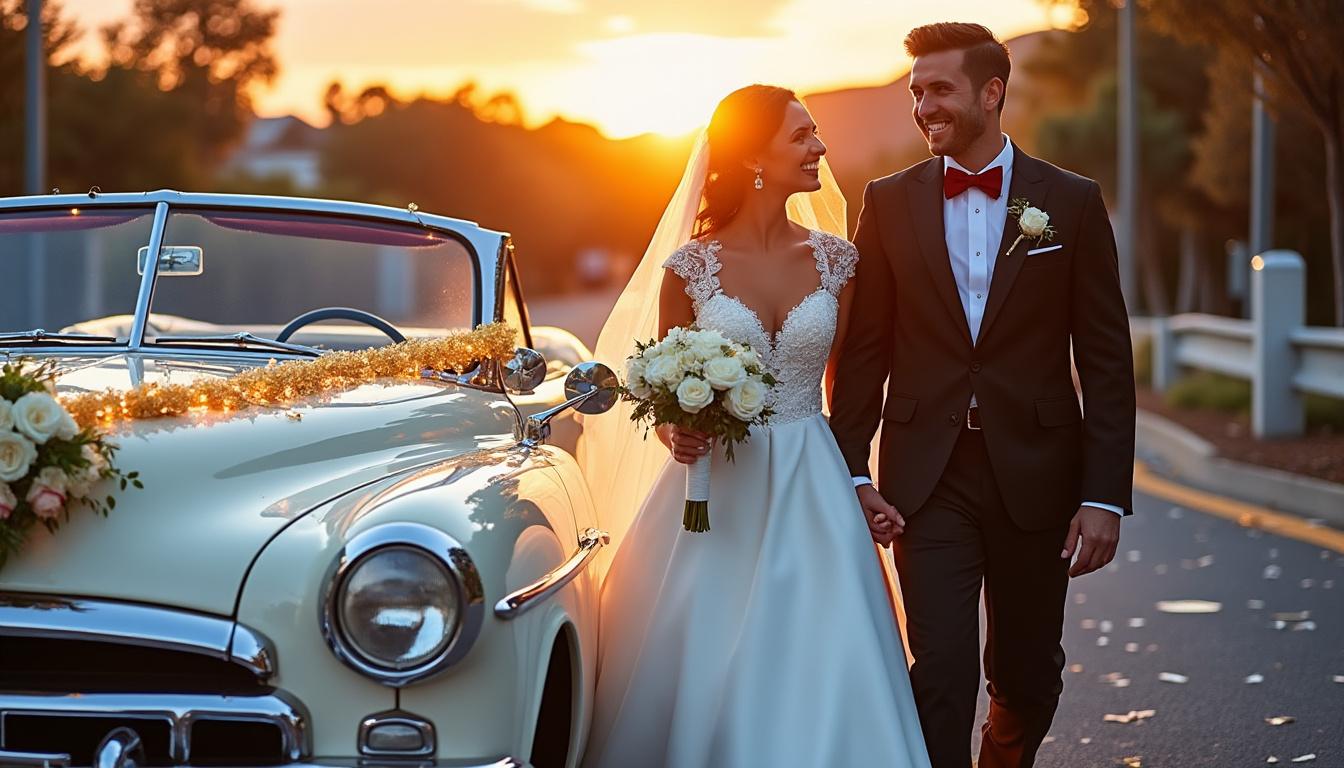 découvrez des idées élégantes et originales pour décorer la voiture des mariés, alliant style et romantisme pour un mariage inoubliable.