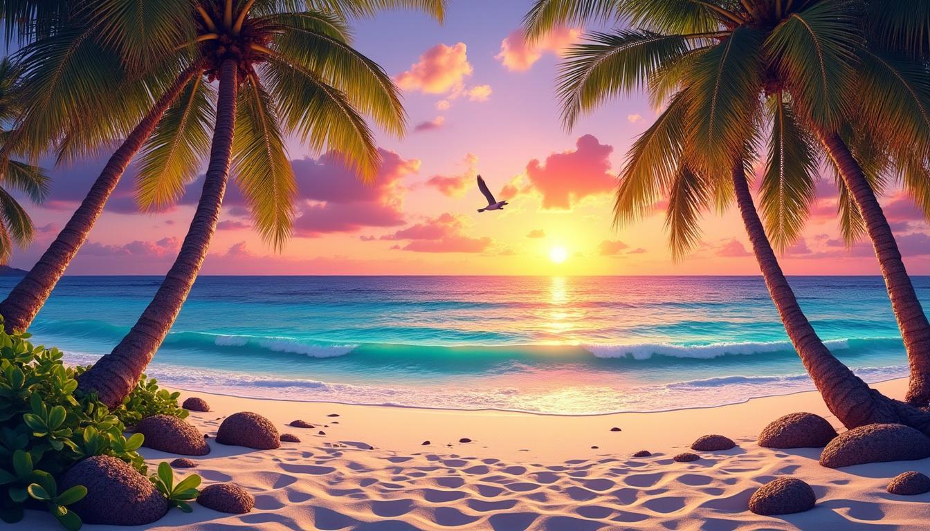 découvrez un fond d'écran tropical vibrant qui vous transporte instantanément dans une escapade exotique, parfait pour égayer votre écran et stimuler votre envie d'aventure.