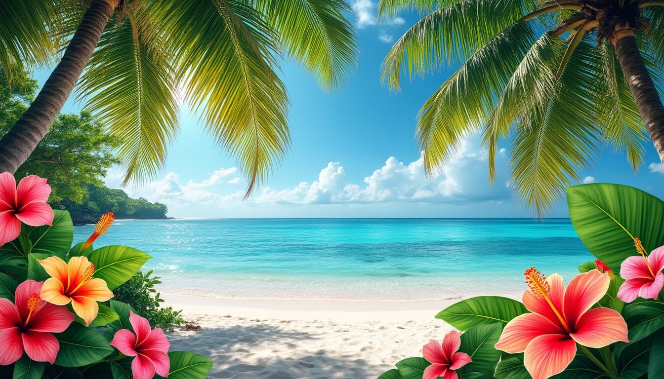 découvrez un fond d'écran tropical vibrant qui vous transporte instantanément vers des horizons exotiques et une ambiance de détente absolue.