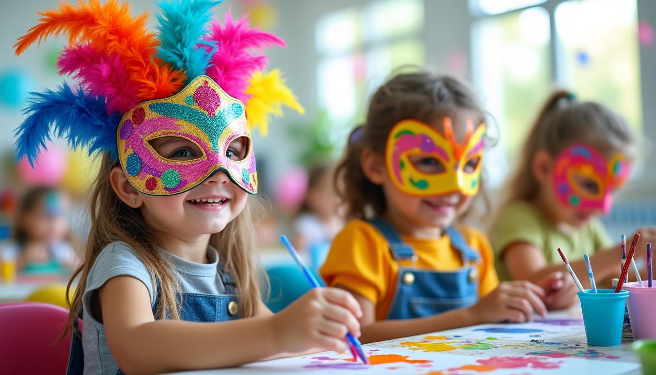 apprenez à créer des masques colorés et amusants pour le carnaval avec les enfants de maternelle, une activité facile et créative pour stimuler leur imagination.