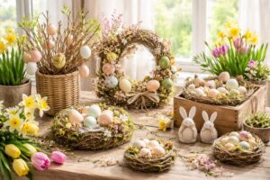 Frühlingshafte Osterdekorationen aus natürlichen Materialien gestalten