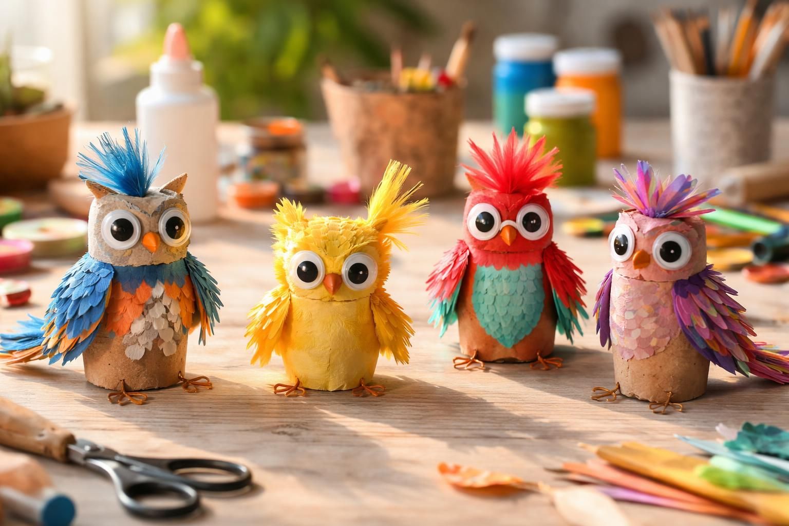kreative vögel basteln aus leeren klopapierrollen – einfache schritt-für-schritt-anleitung für ein nachhaltiges und spaßiges bastelprojekt für kinder und erwachsene.