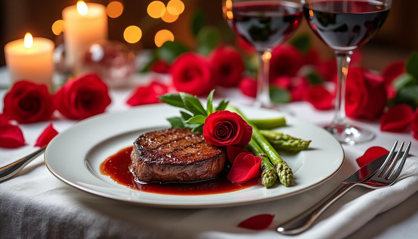 découvrez notre menu romantique spécialement conçu pour une saint-valentin gourmande, alliant saveurs raffinées et ambiance chaleureuse pour une soirée inoubliable à deux.