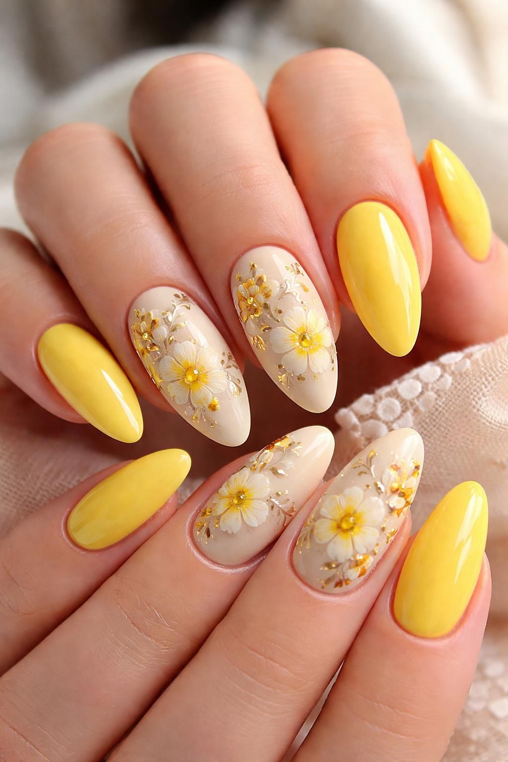 discover chic yellow almond nails for a sunny twist on classic elegance. brighten your look with this stylish and sophisticated manicure trend.