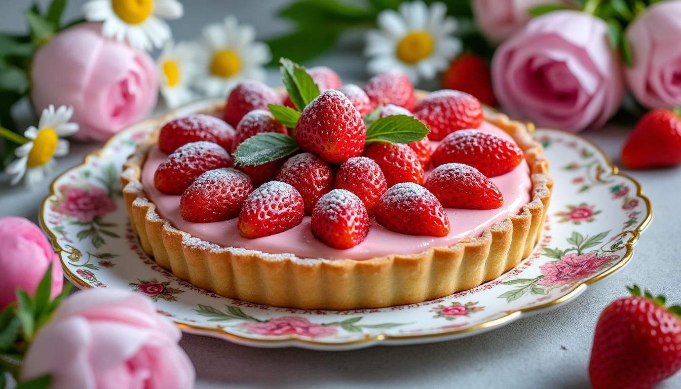 savourez notre tarte aux fraises gourmande et fraîche, parfaite pour célébrer le printemps avec douceur et fraîcheur.