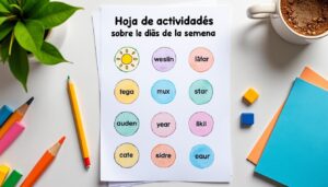 Hoja de actividades sobre los días de la semana