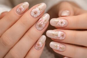 Unghie decorate con eleganti motivi floreali