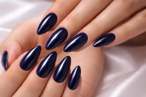 Elegant Navy Blue Nails Perfect for Prom Night